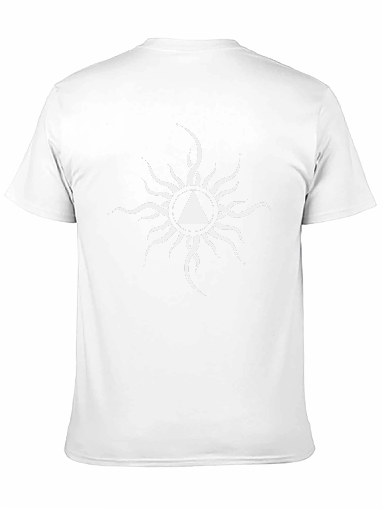 Black T-Shirt with White Triangle Sun Graphic