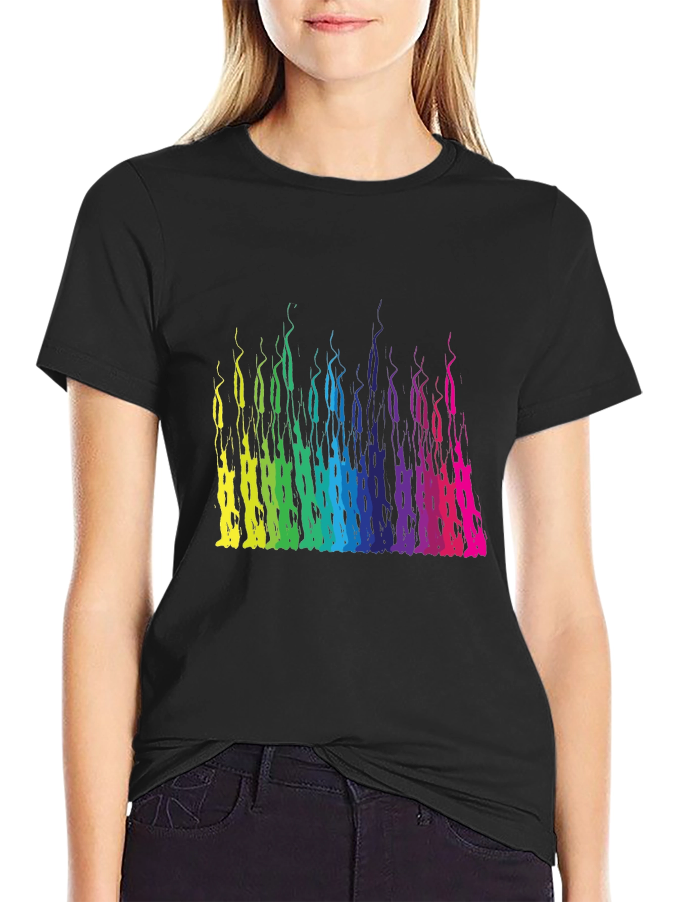 Rainbow Wisp Graphic Black T-Shirt