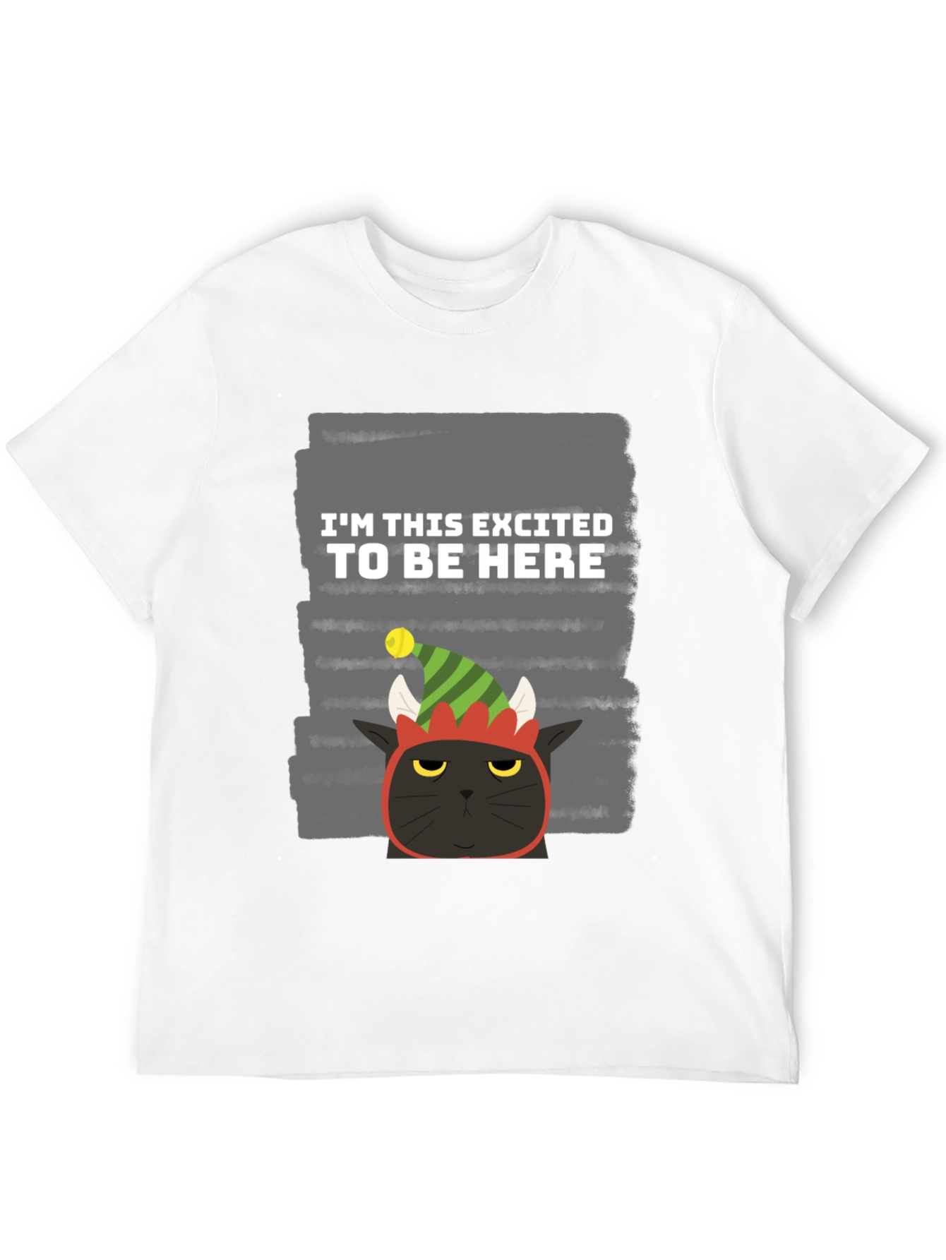 Excited Cat Elf Humor Graphic Tee