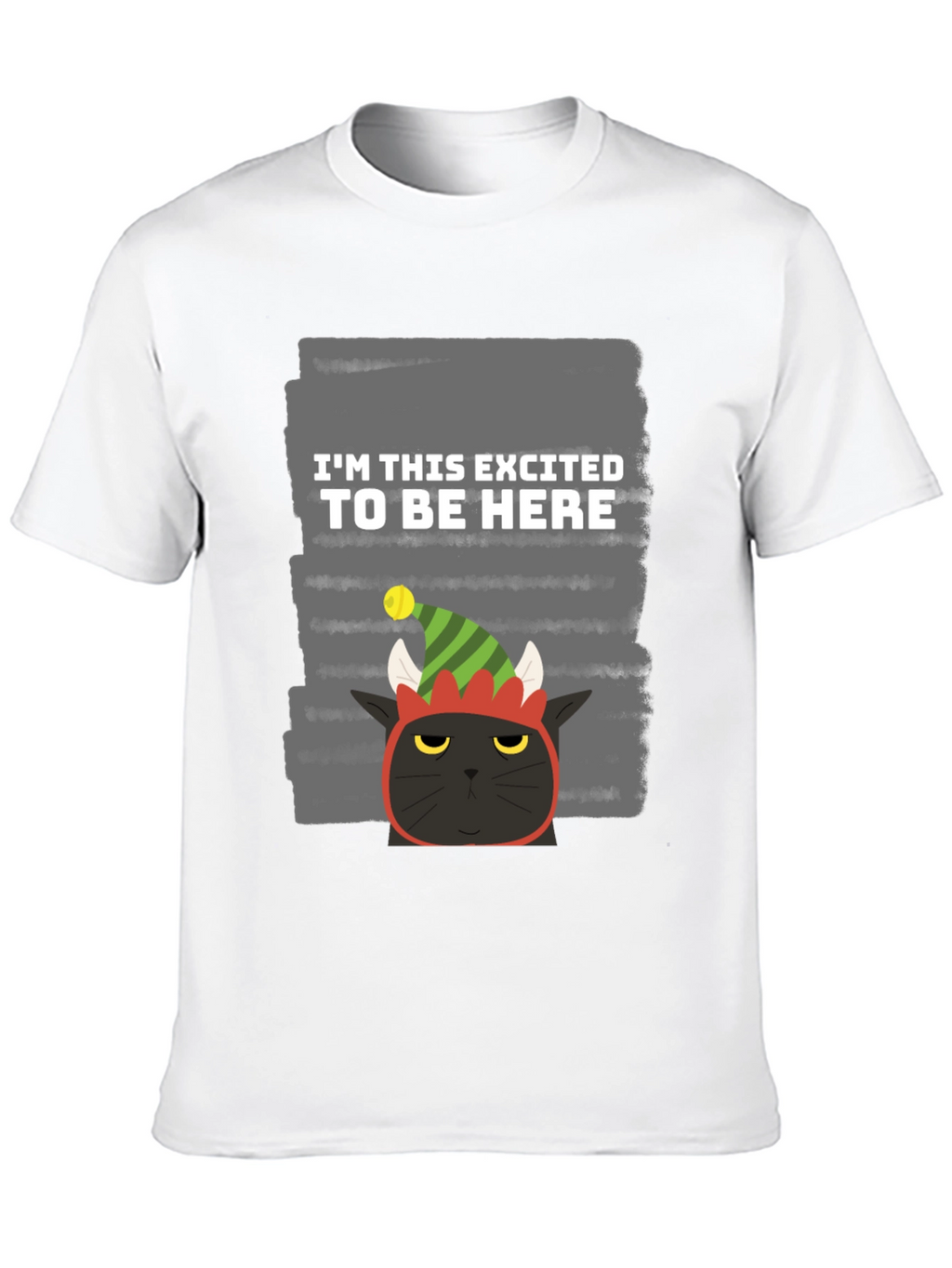 Excited Cat Elf Humor Graphic Tee