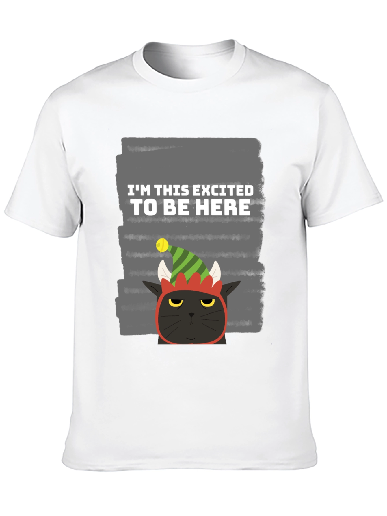 Excited Cat Elf Humor Graphic Tee