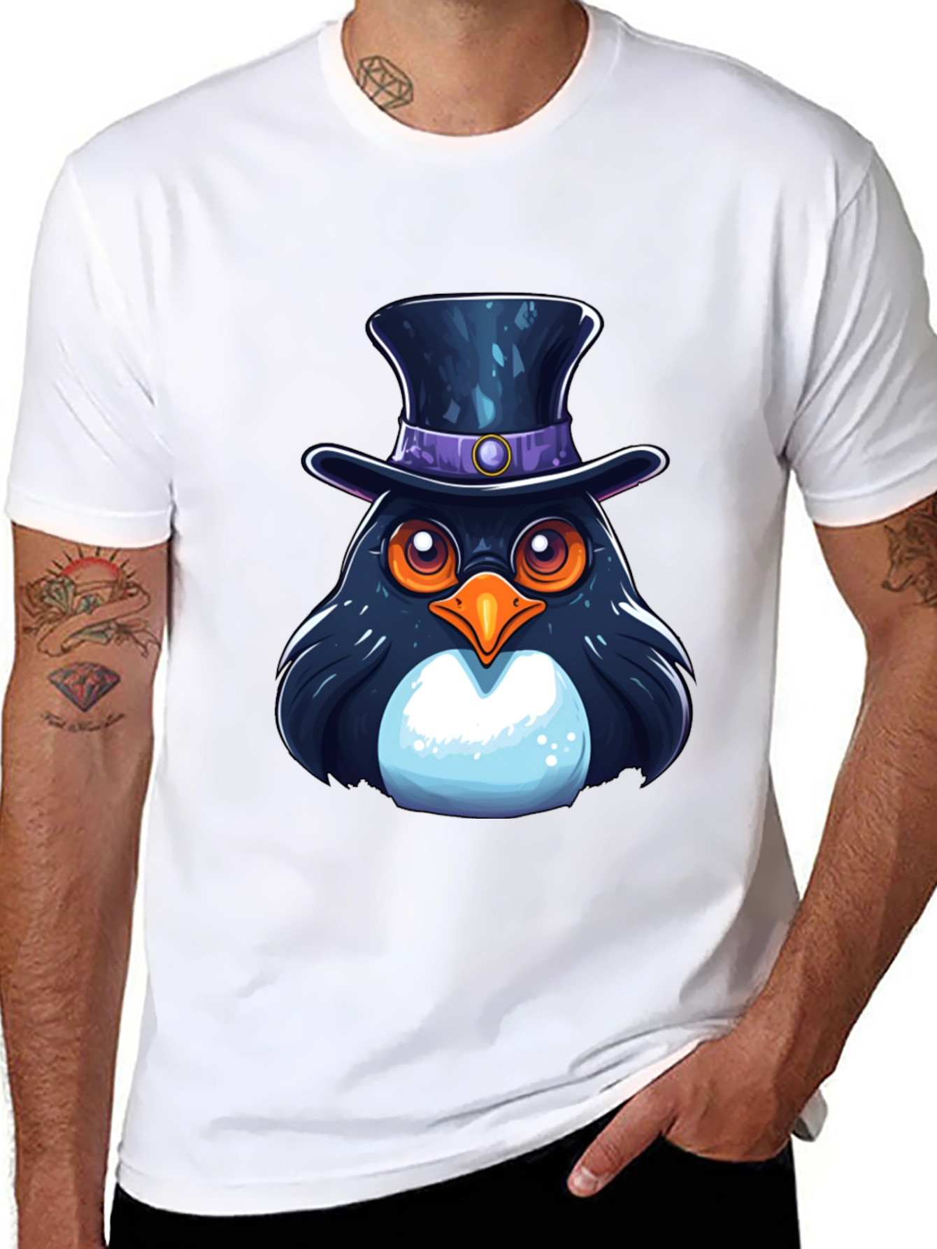 Top Hat Penguin Graphic T-Shirt