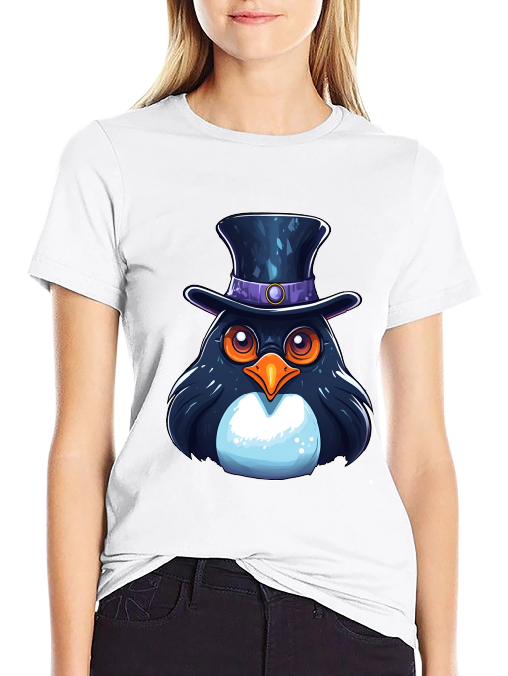 Top Hat Penguin Graphic T-Shirt