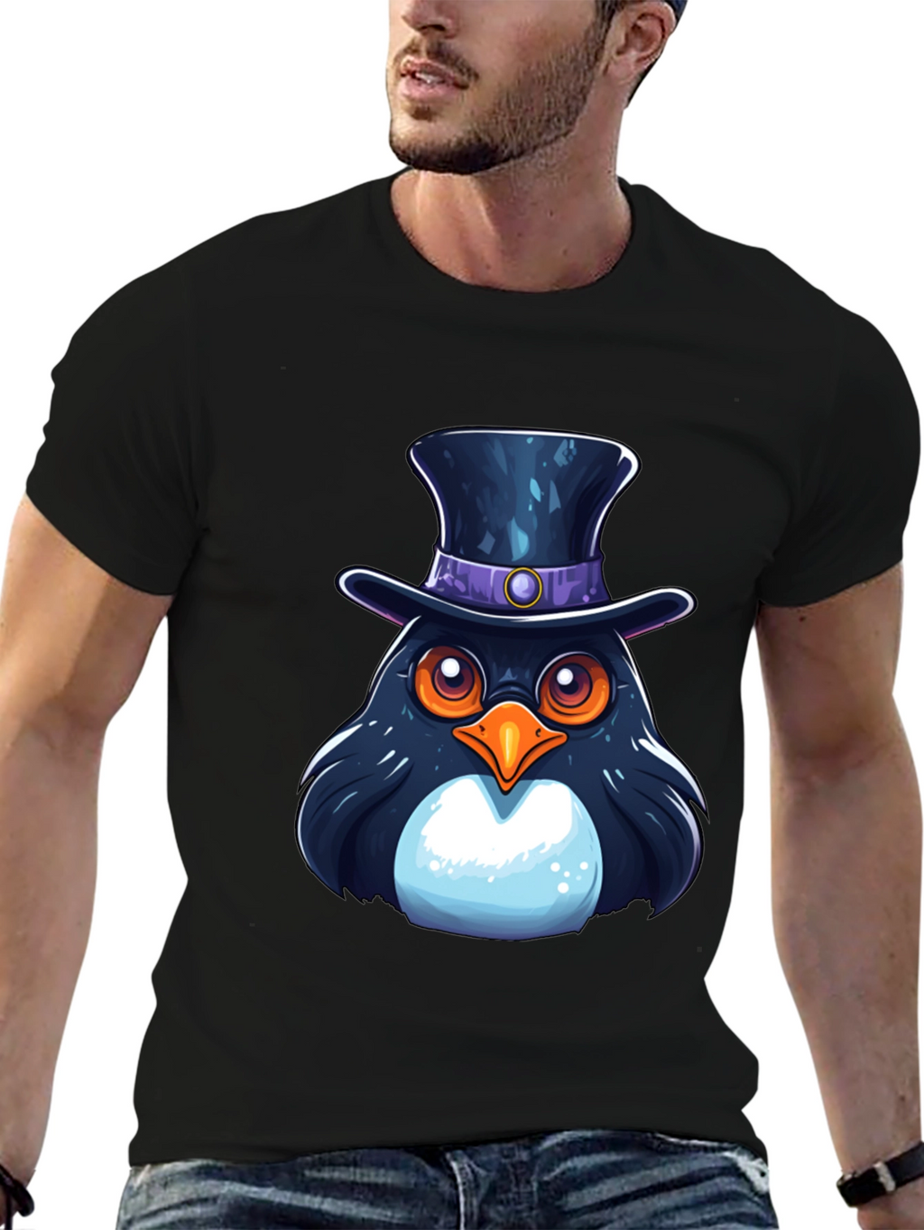 Top Hat Penguin Graphic T-Shirt