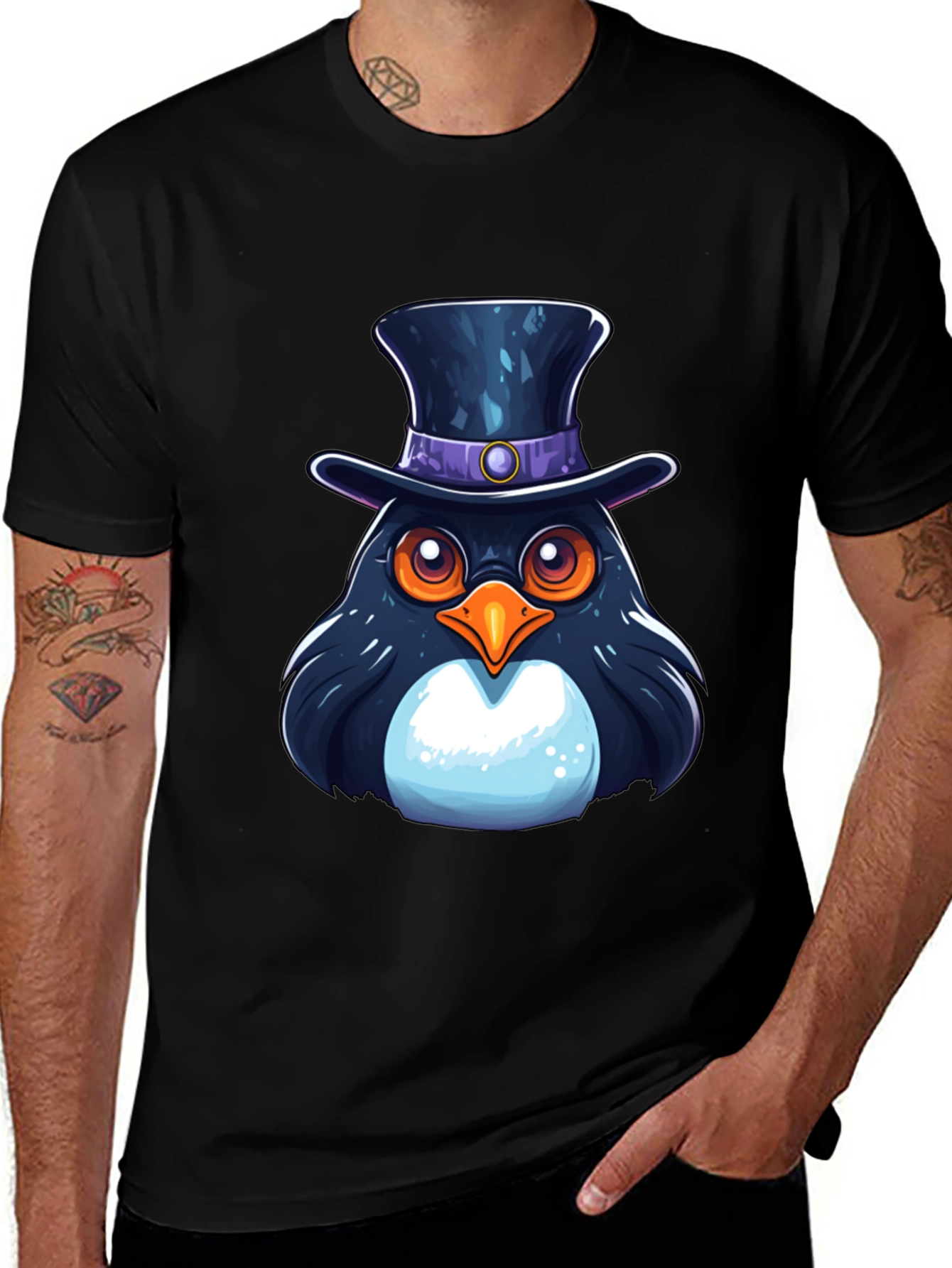 Top Hat Penguin Graphic T-Shirt
