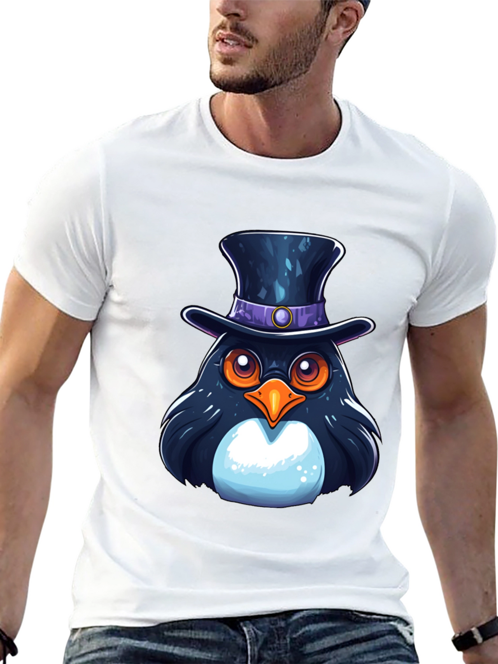 Top Hat Penguin Graphic T-Shirt