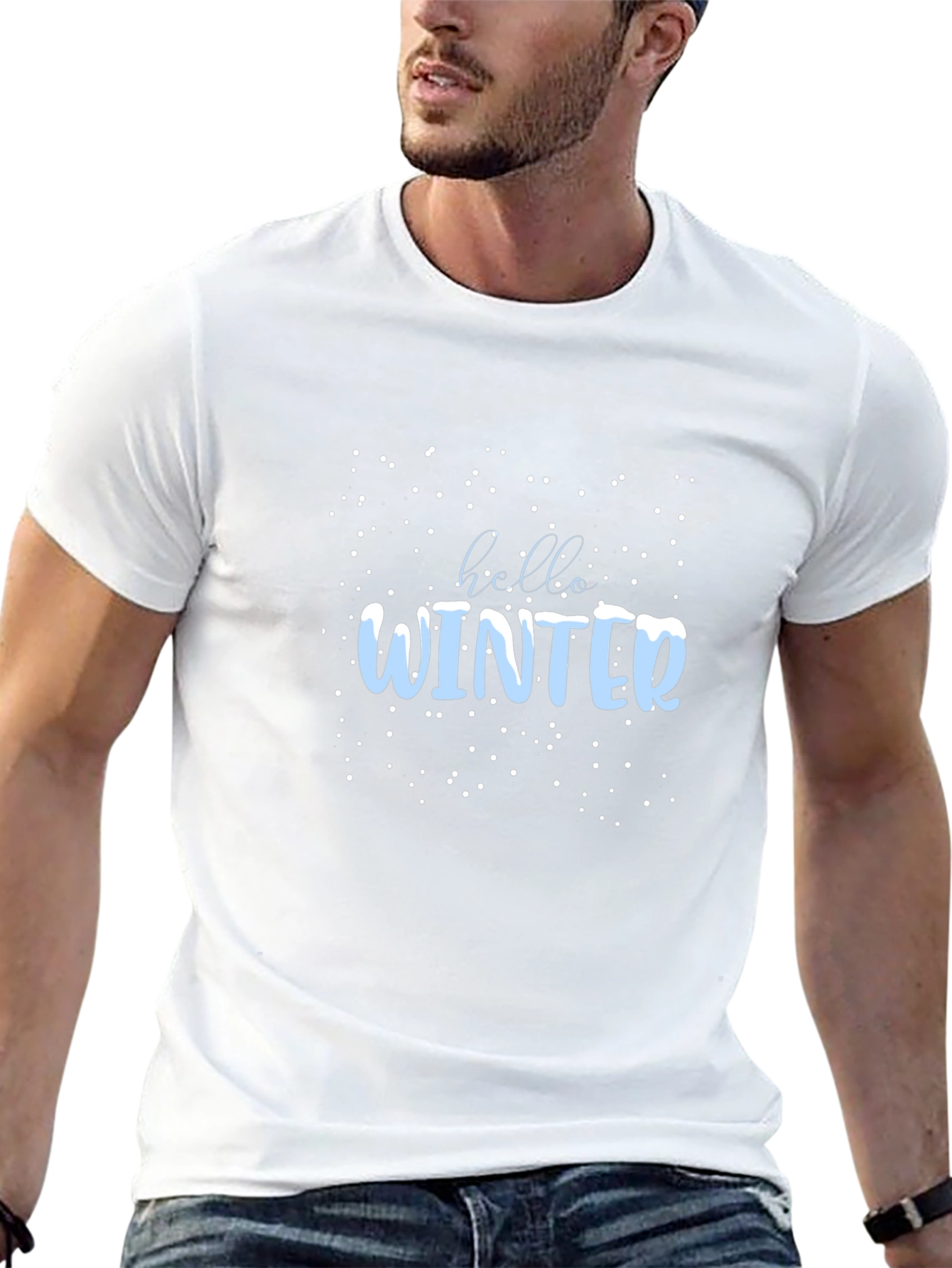 Winter Hello Graphic Tee - Black Casual Shirt