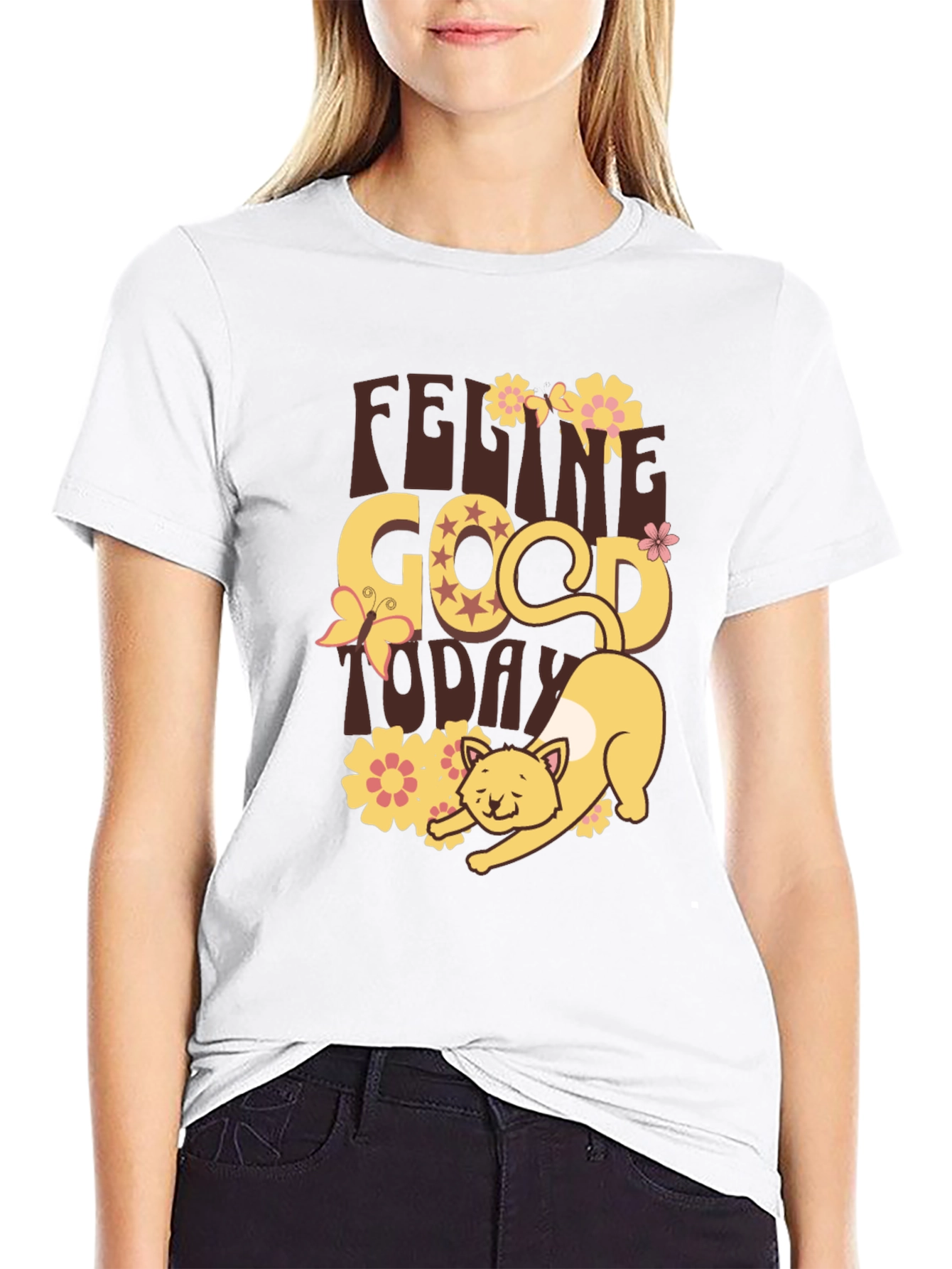 Feeling Good Today Cat Graphic Tee
