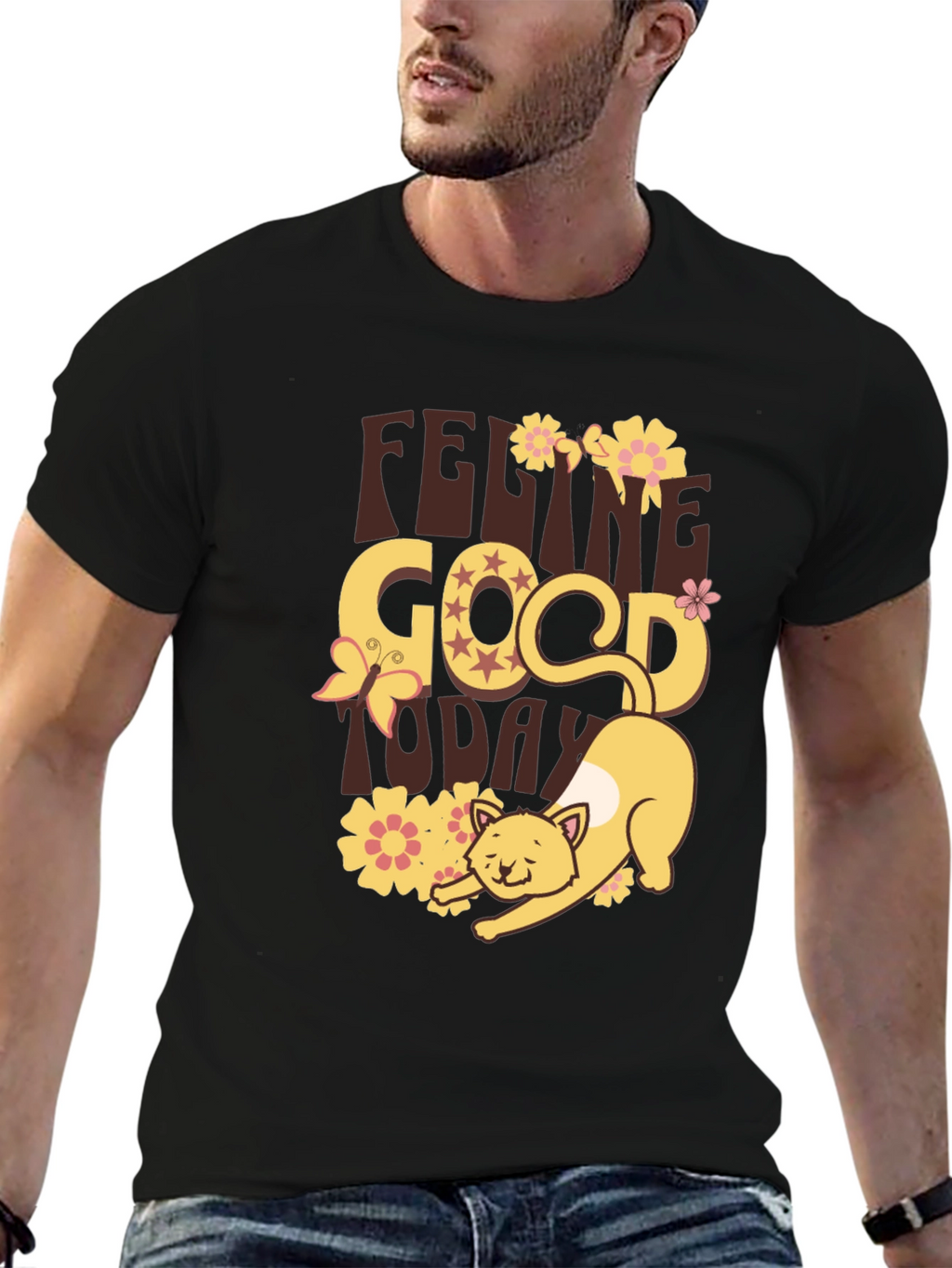 Feeling Good Today Cat Graphic Tee