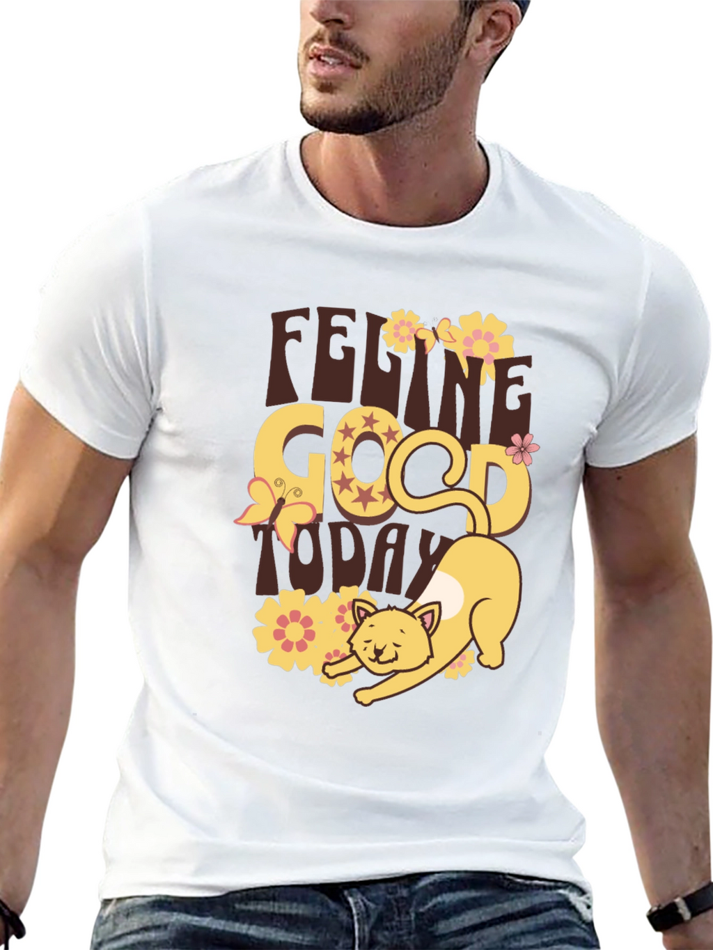 Feeling Good Today Cat Graphic Tee