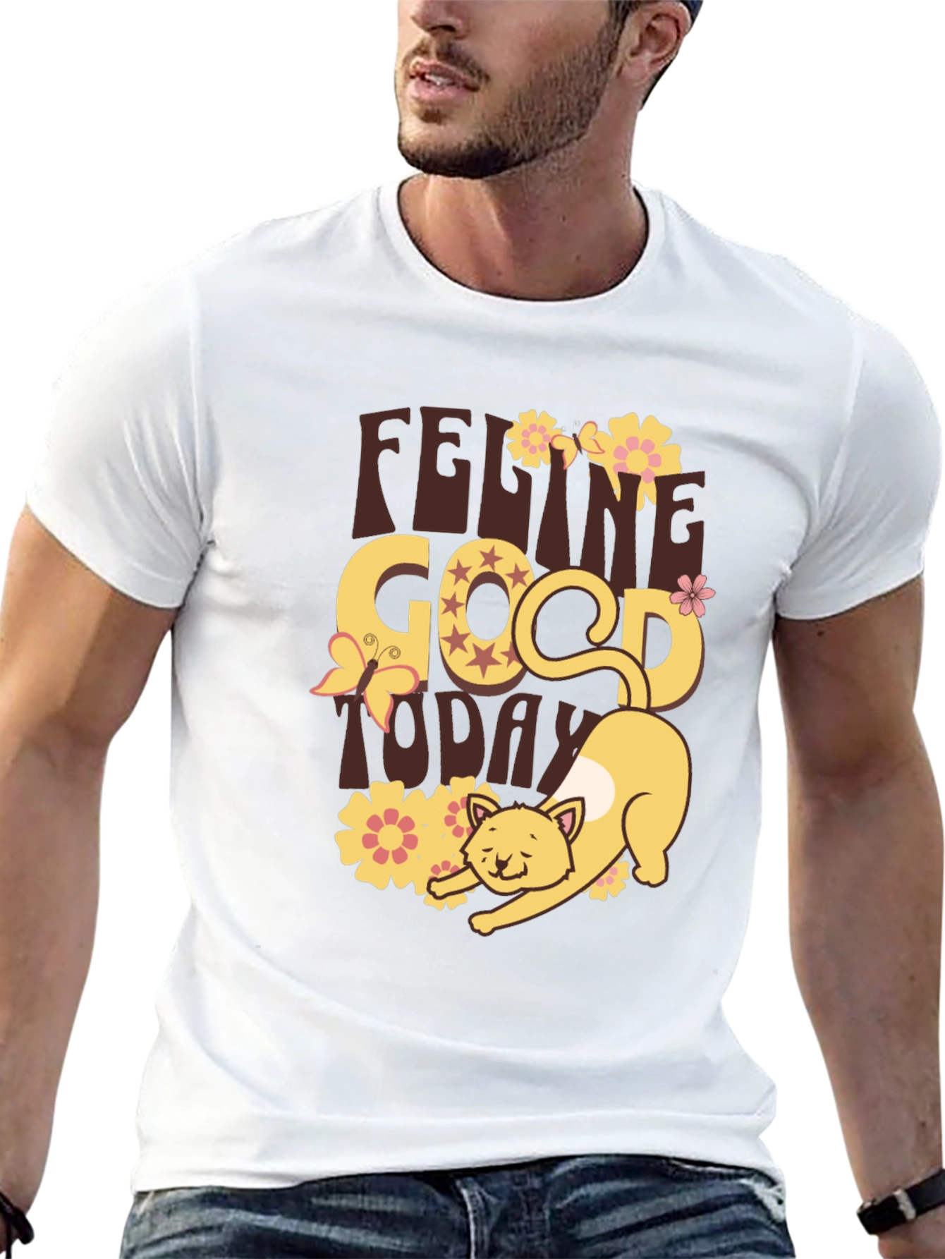 Feeling Good Today Cat Graphic Tee