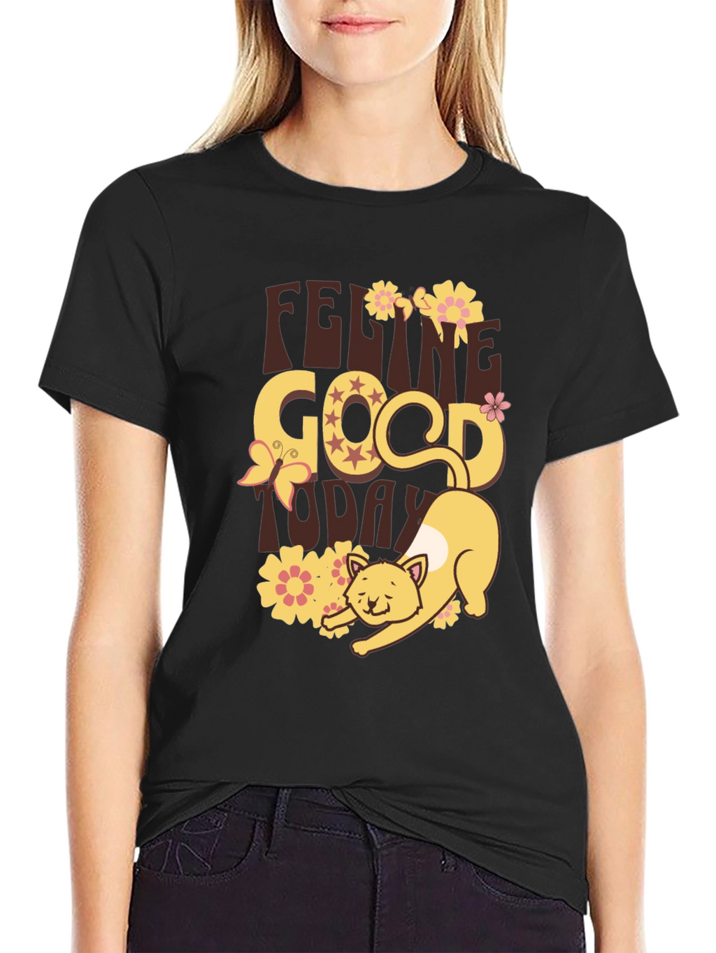 Feeling Good Today Cat Graphic Tee
