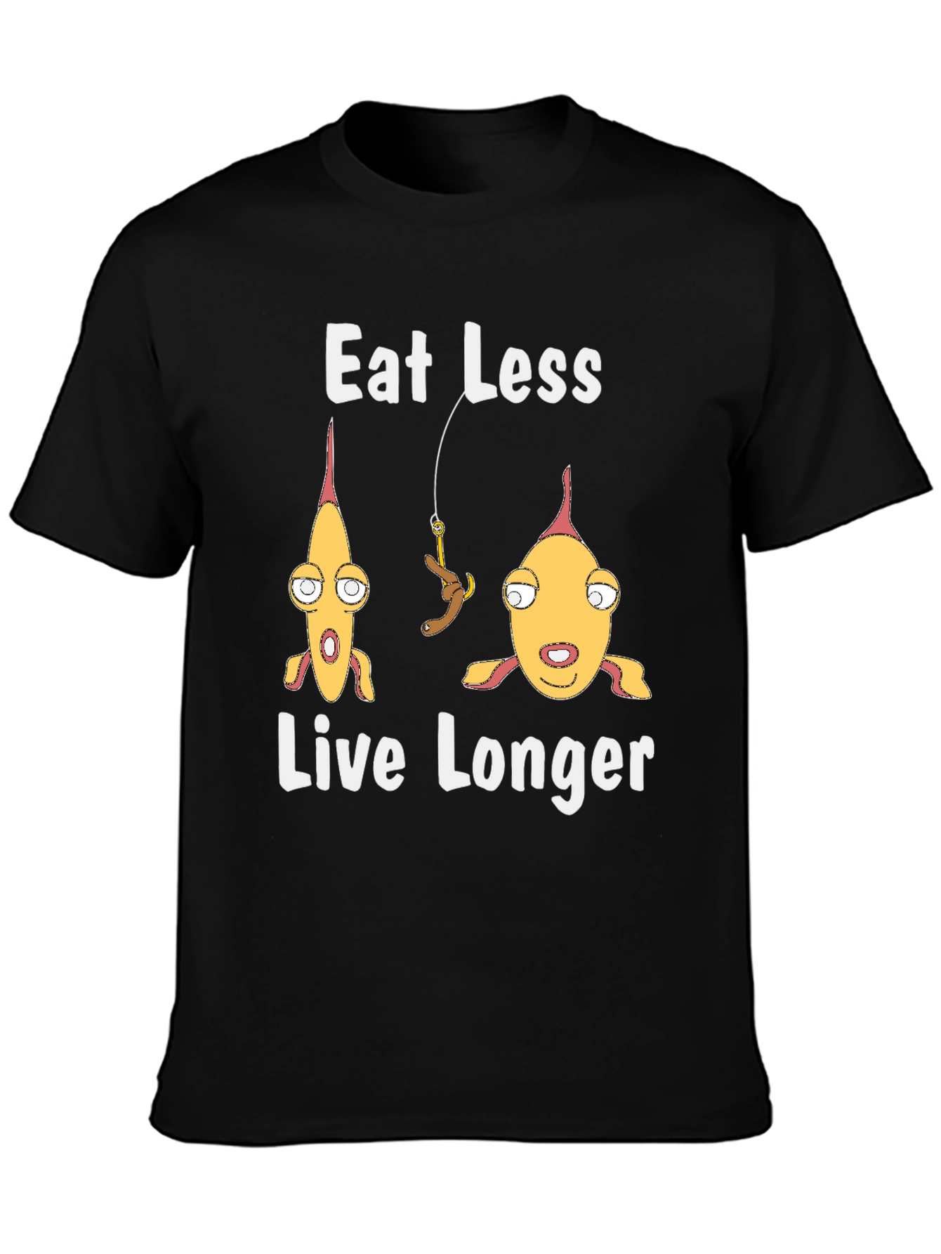 Eat Less Live Longer Funny Fish Graphic Tee