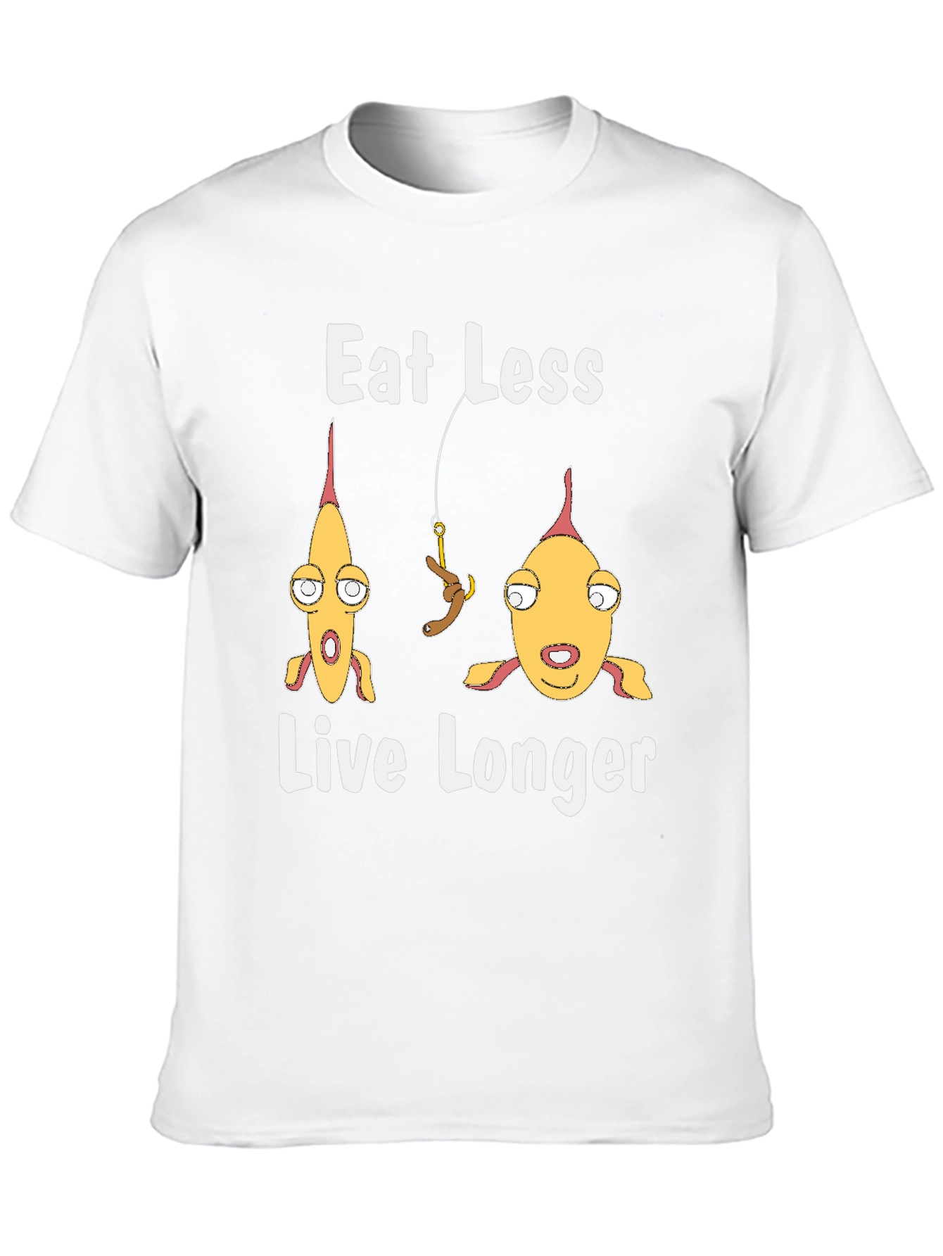 Eat Less Live Longer Funny Fish Graphic Tee