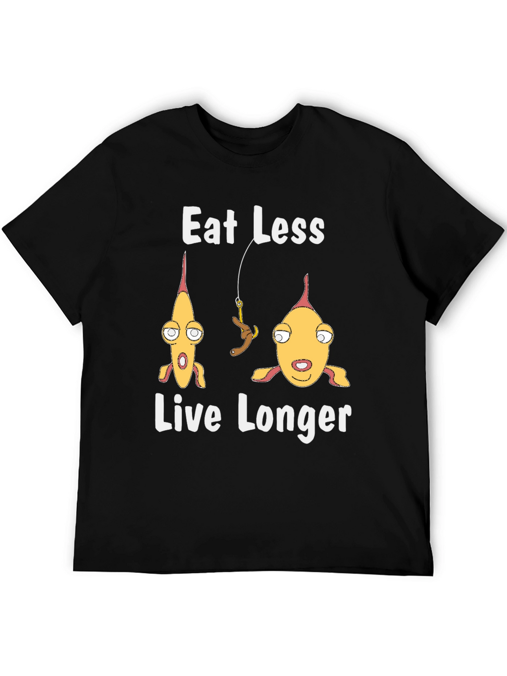 Eat Less Live Longer Funny Fish Graphic Tee