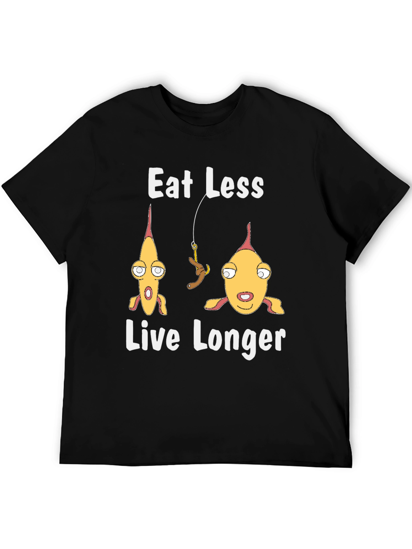 Eat Less Live Longer Funny Fish Graphic Tee