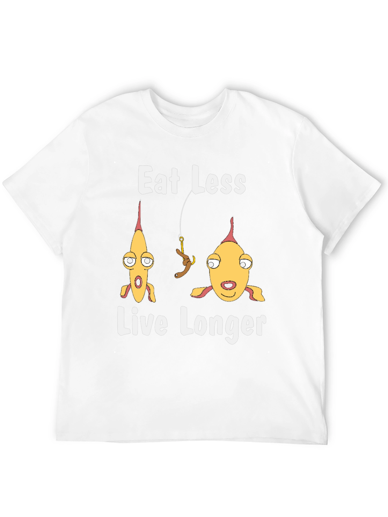 Eat Less Live Longer Funny Fish Graphic Tee