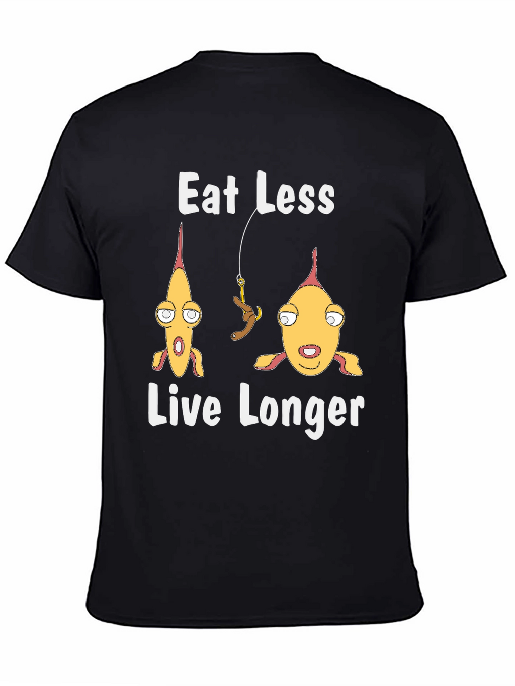 Eat Less Live Longer Funny Fish Graphic Tee