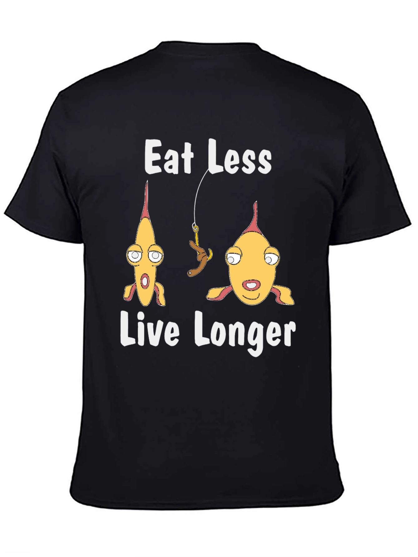 Eat Less Live Longer Funny Fish Graphic Tee
