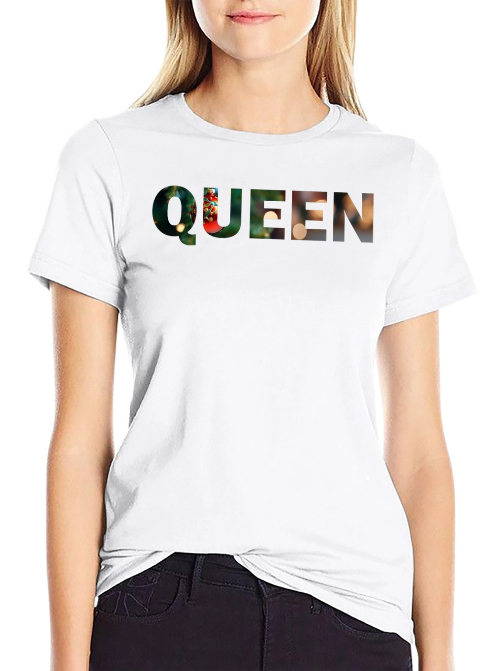 Queen Christmas Lights Graphic Tee - Black