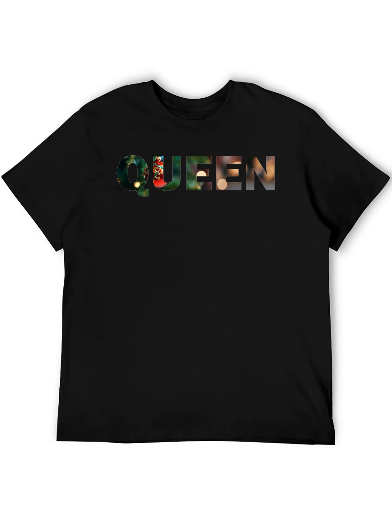 Queen Christmas Lights Graphic Tee - Black