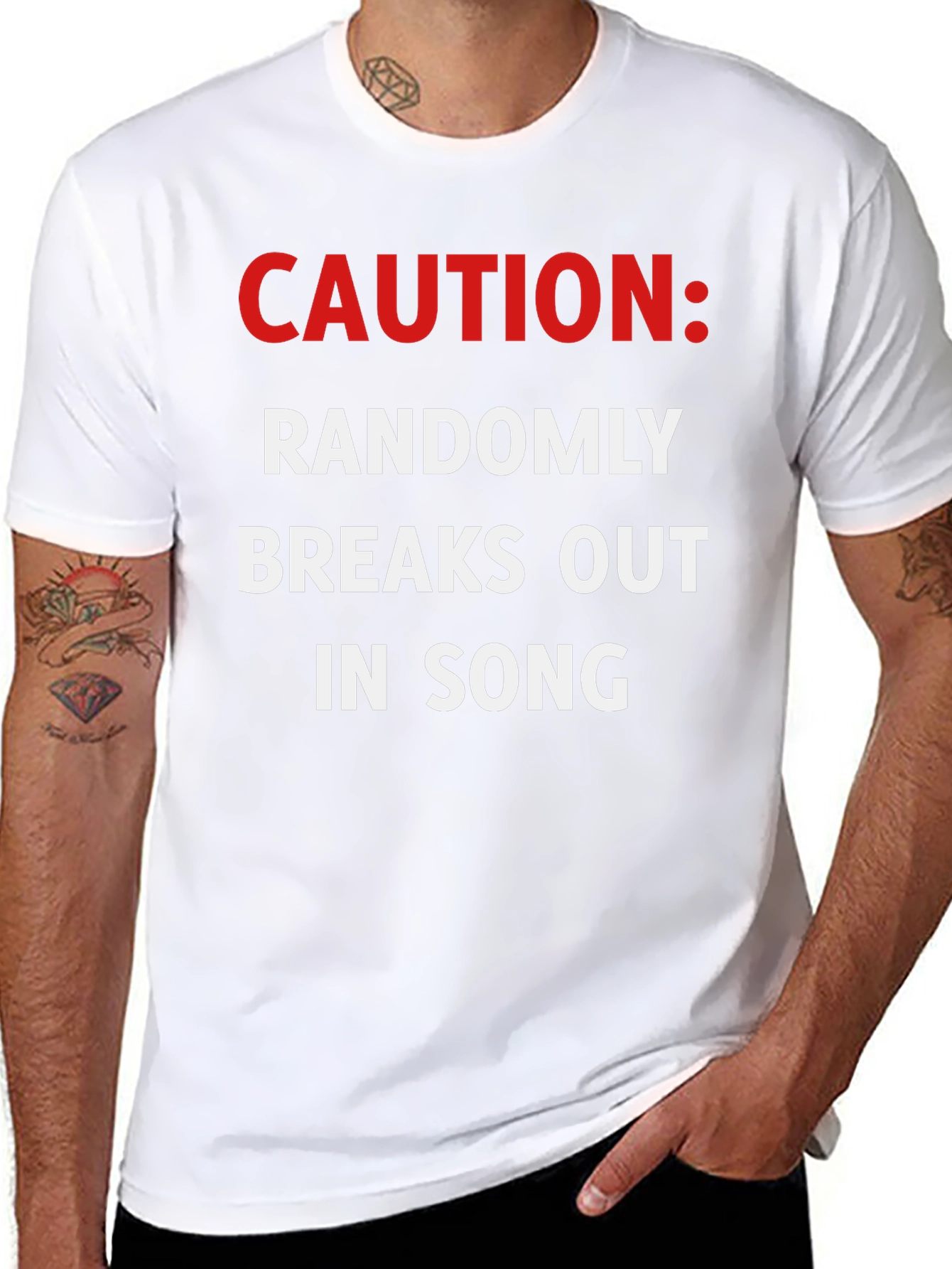 Caution Randomly Breaks Out In Song Black T-Shirt