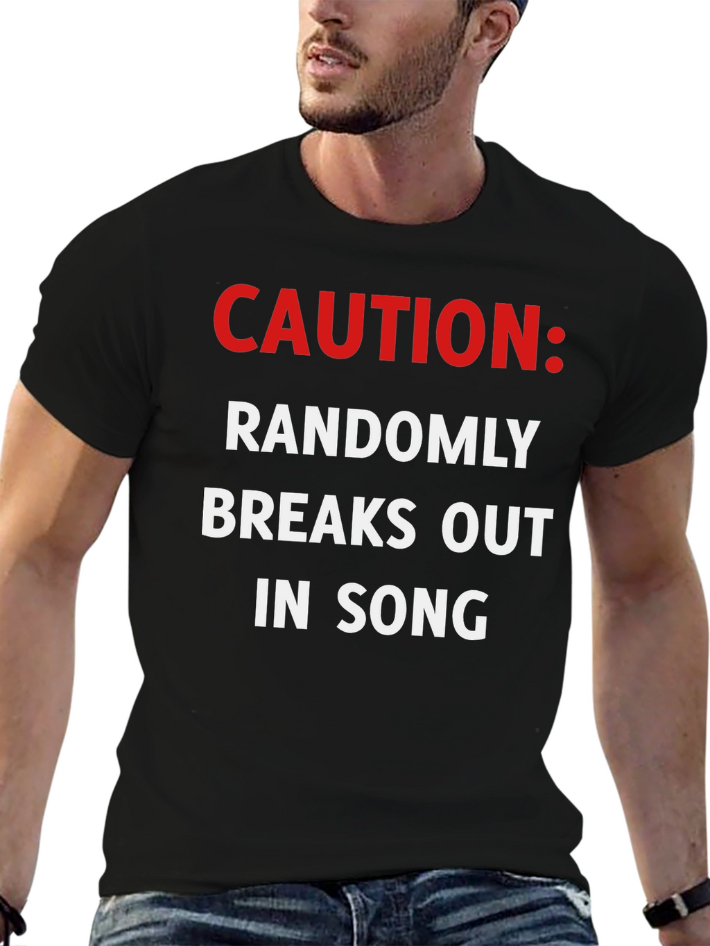 Caution Randomly Breaks Out In Song Black T-Shirt