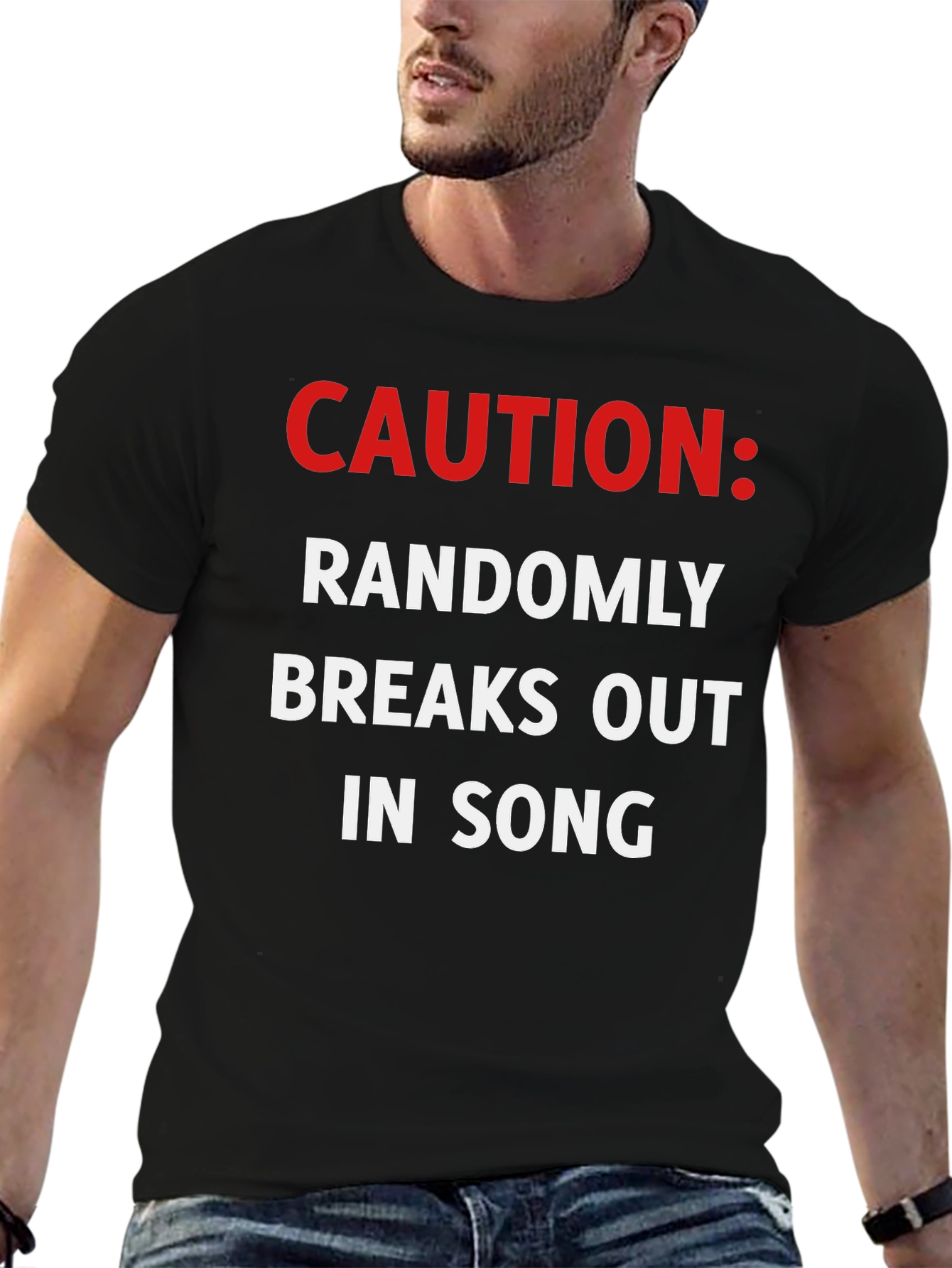 Caution Randomly Breaks Out In Song Black T-Shirt
