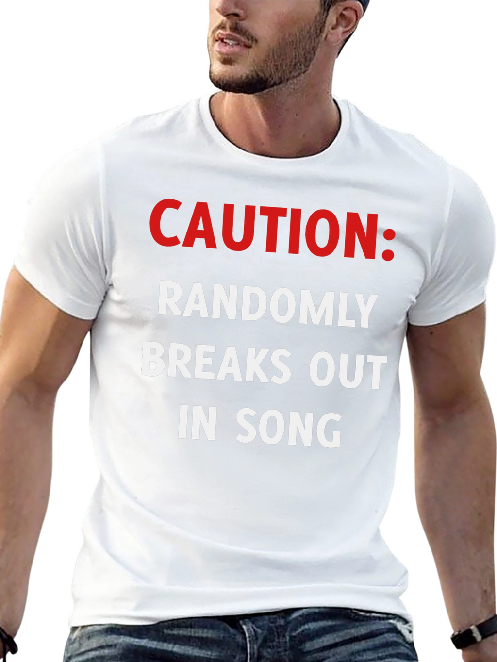 Caution Randomly Breaks Out In Song Black T-Shirt