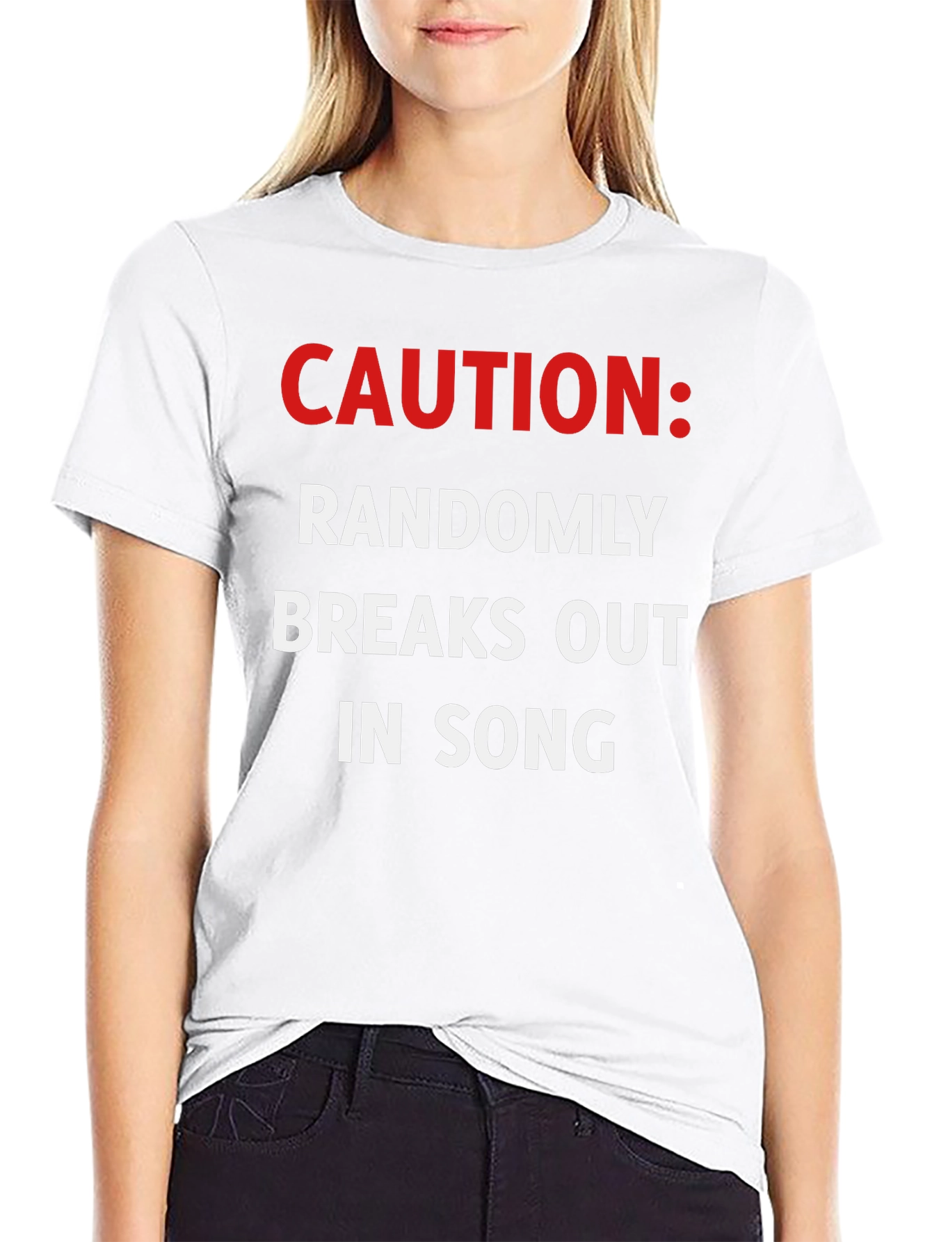 Caution Randomly Breaks Out In Song Black T-Shirt