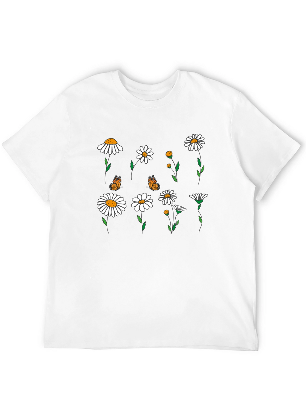 Floral Butterfly Print Black Casual T-Shirt