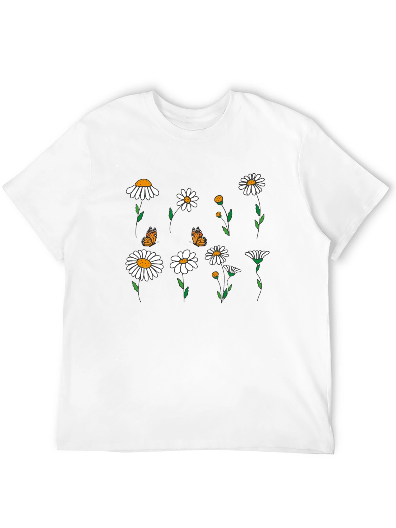 Floral Butterfly Print Black Casual T-Shirt