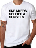 Sneakers Selfies Sunsets Black Graphic Tee
