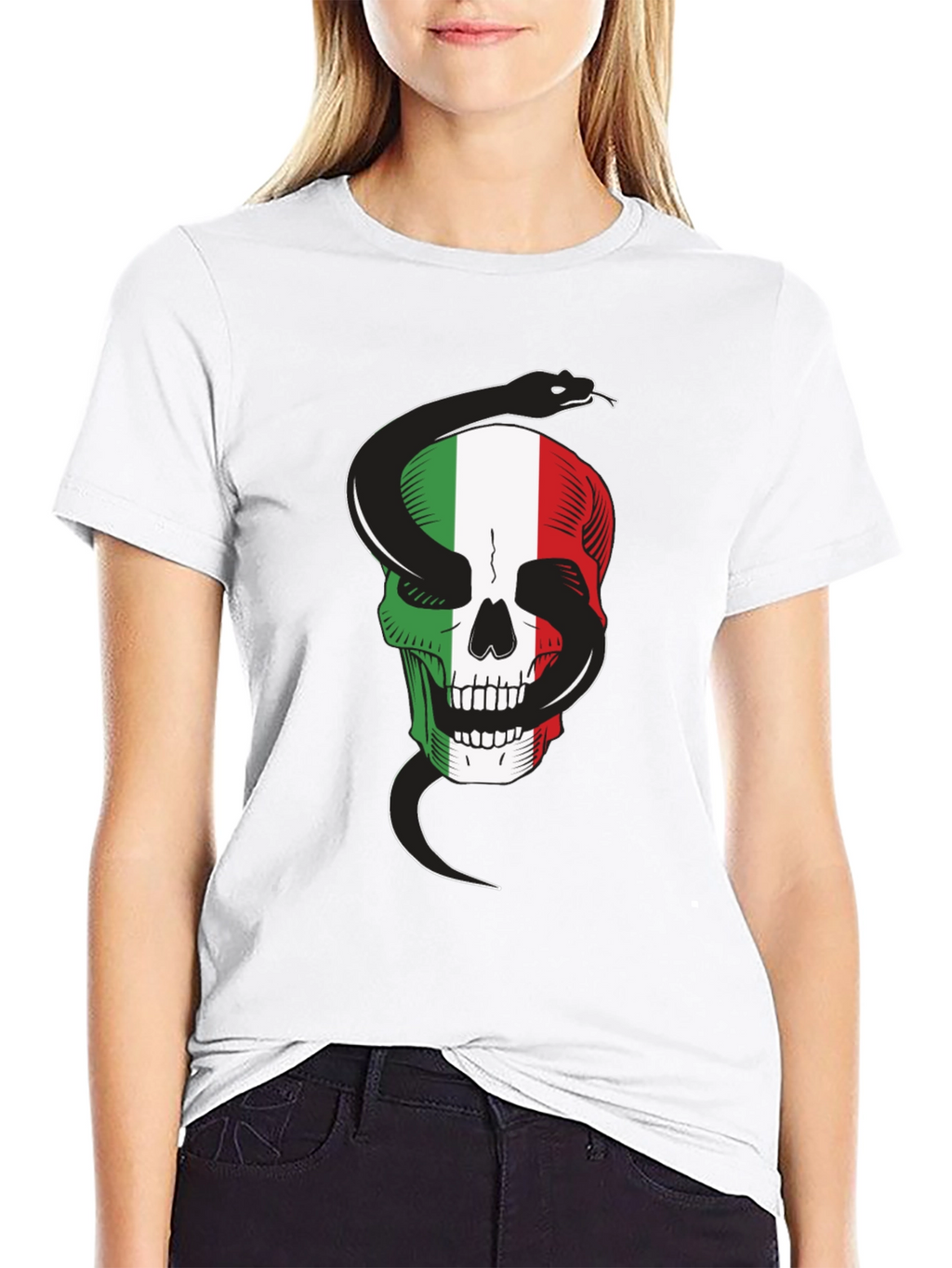 Italian Skull & Snake Black T-Shirt