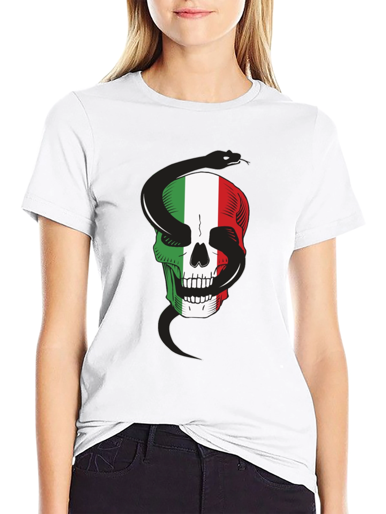 Italian Skull & Snake Black T-Shirt