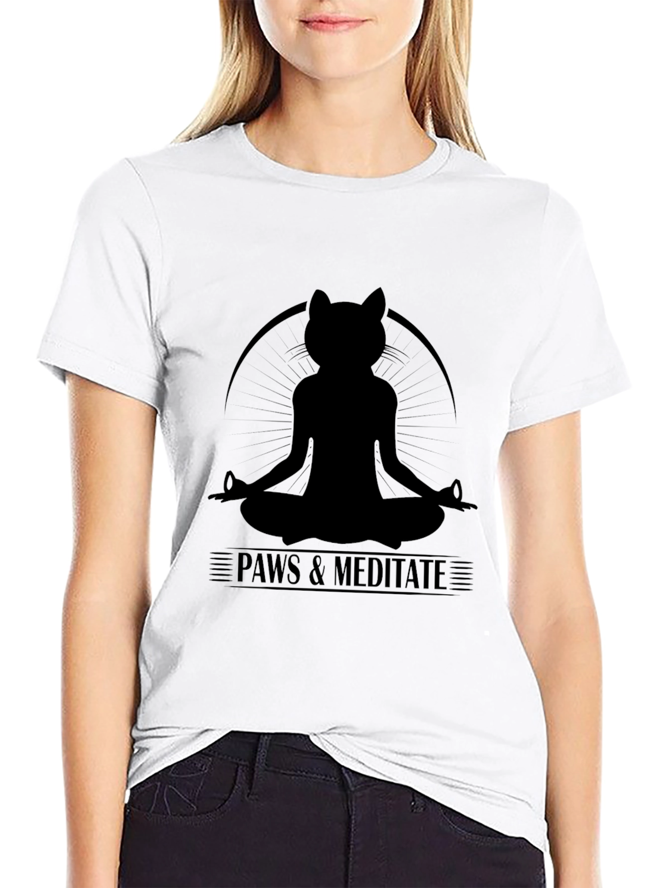 Paws & Meditate Black T-Shirt