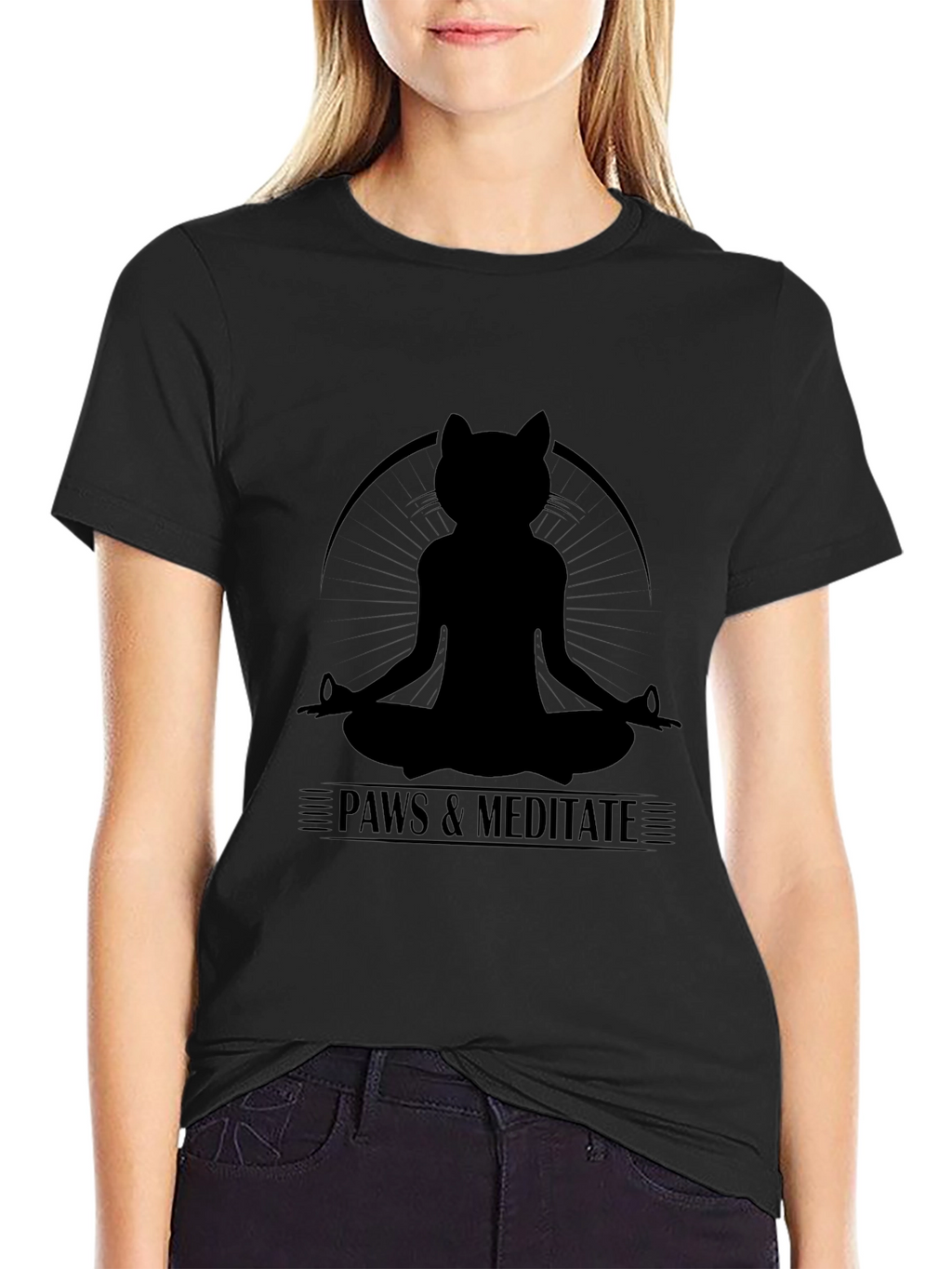 Paws & Meditate Black T-Shirt
