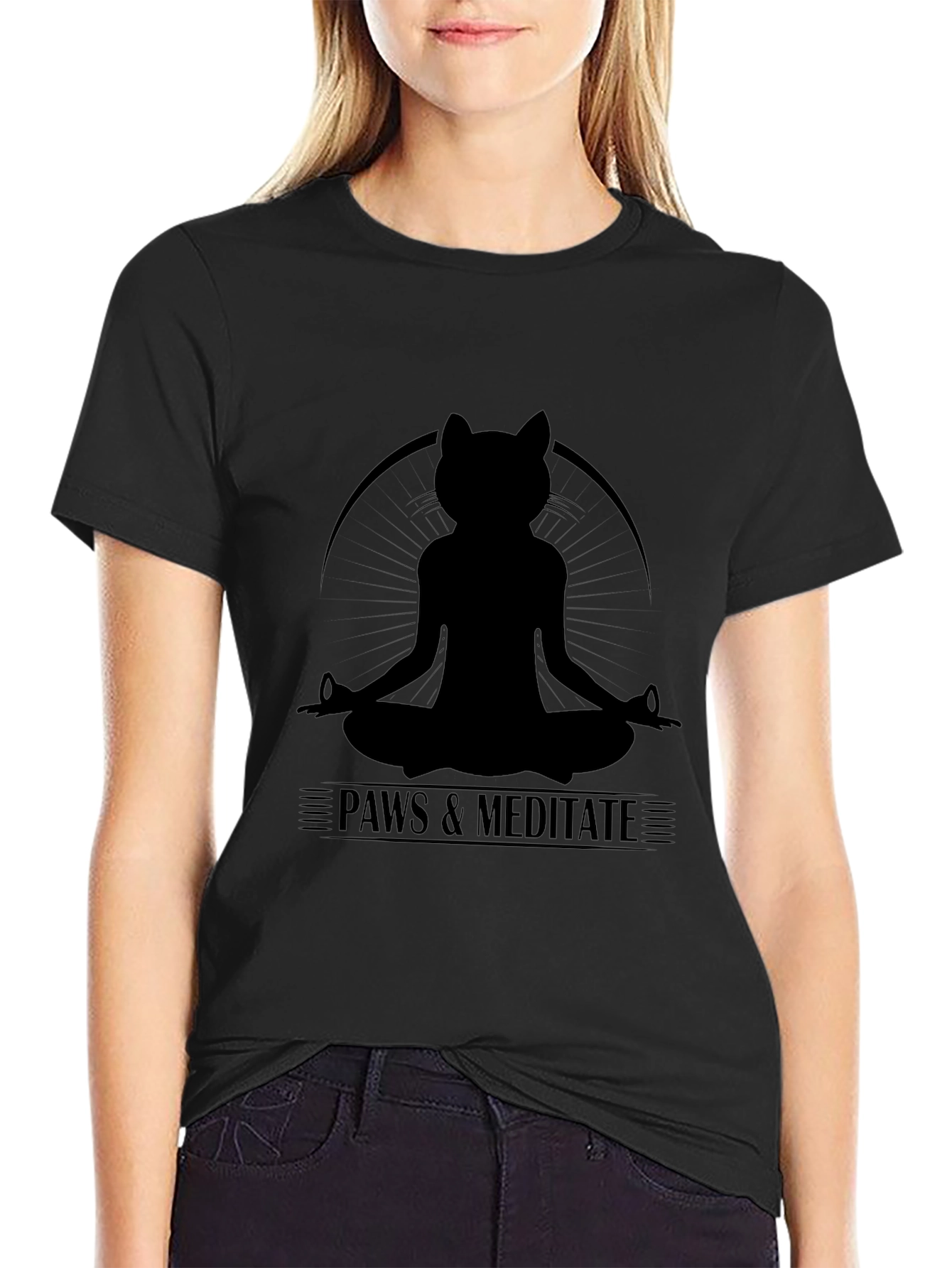 Paws & Meditate Black T-Shirt