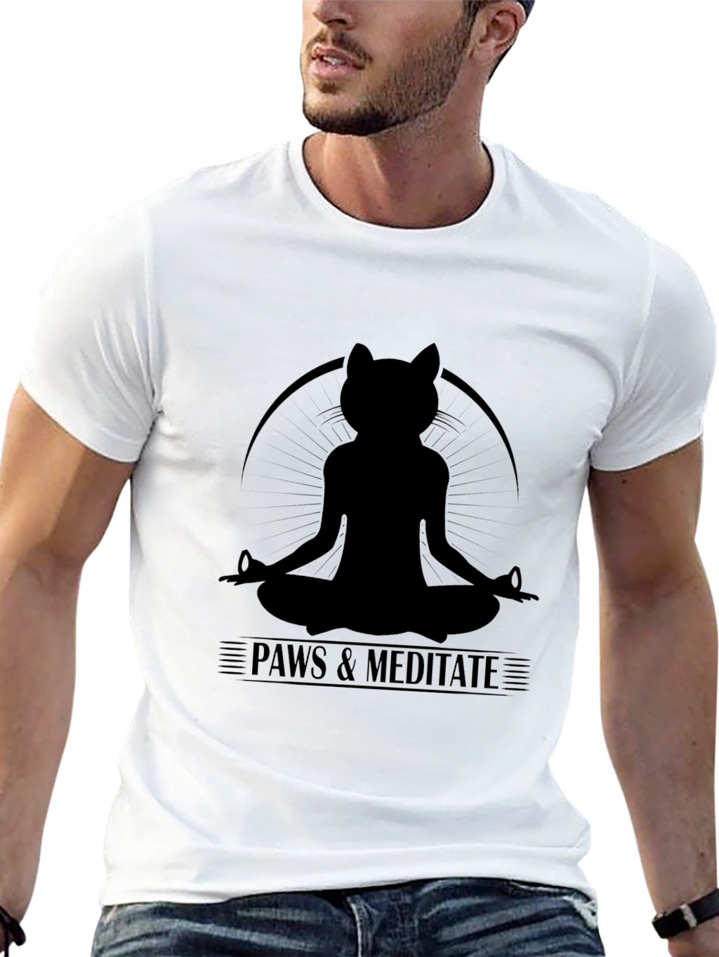 Paws & Meditate Black T-Shirt