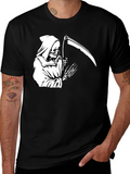 Grim Reaper Graphic Tee - Black Cotton T-Shirt