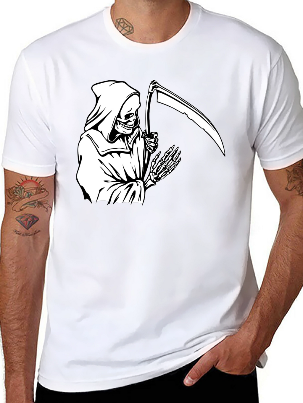 Grim Reaper Graphic Tee - Black Cotton T-Shirt