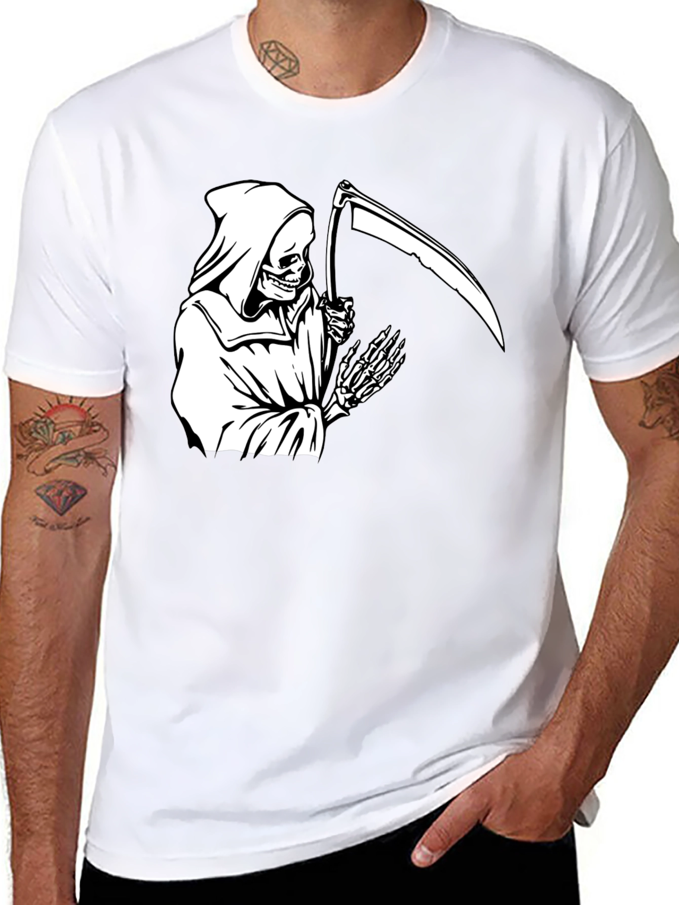 Grim Reaper Graphic Tee - Black Cotton T-Shirt