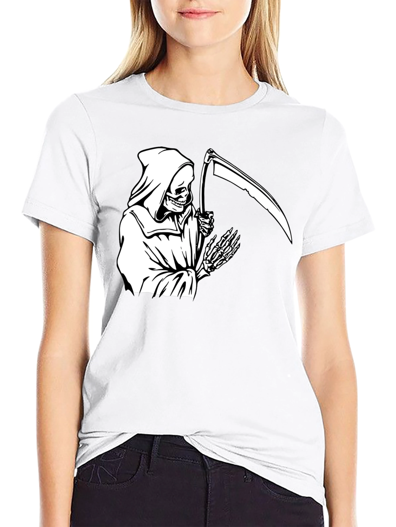 Grim Reaper Graphic Tee - Black Cotton T-Shirt