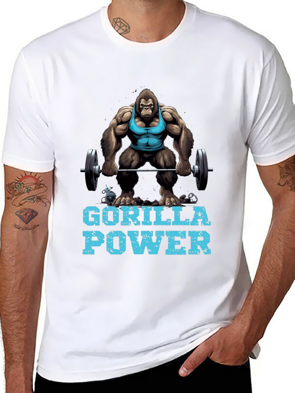 Gorilla Power Graphic Tee - Gym Beast Mode