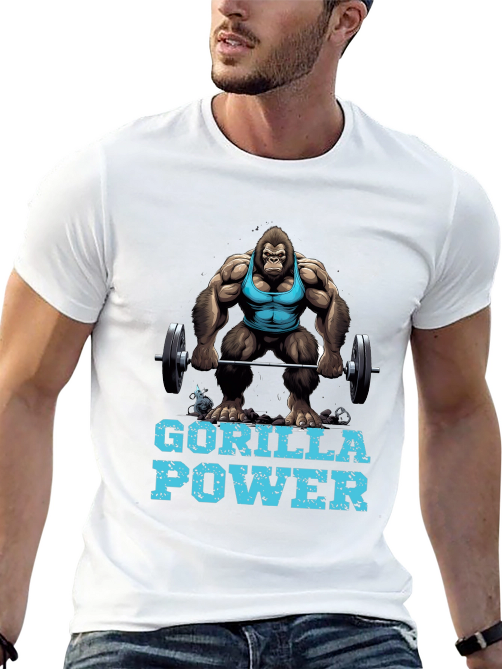 Gorilla Power Graphic Tee - Gym Beast Mode