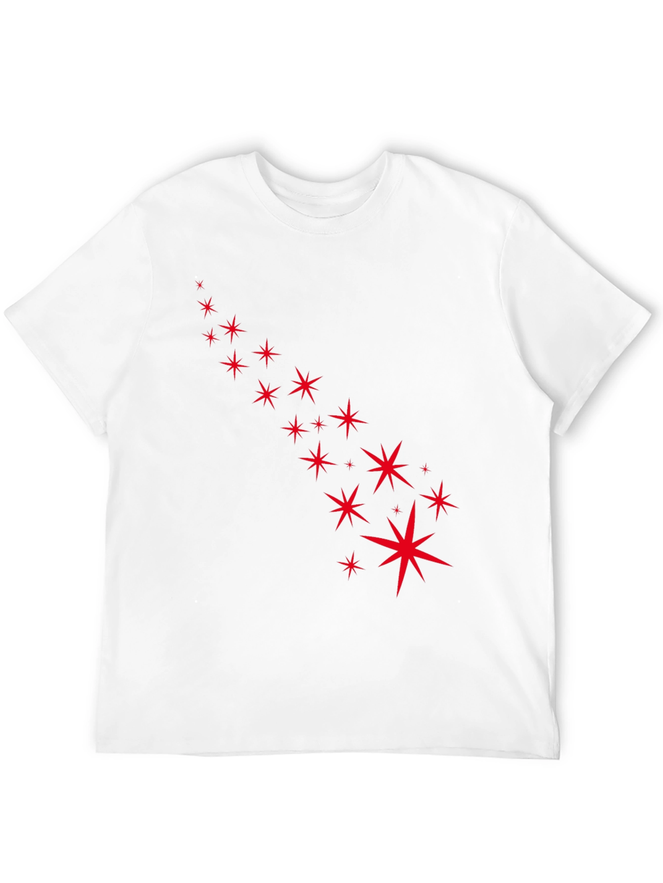Stylish Black Tee with Starry Red Design