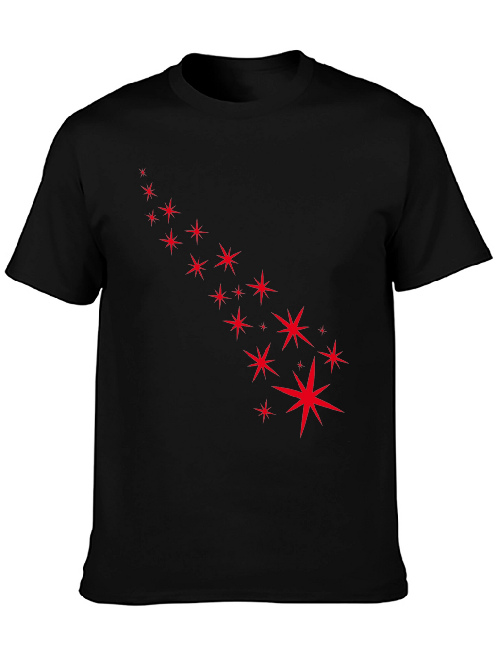 Stylish Black Tee with Starry Red Design