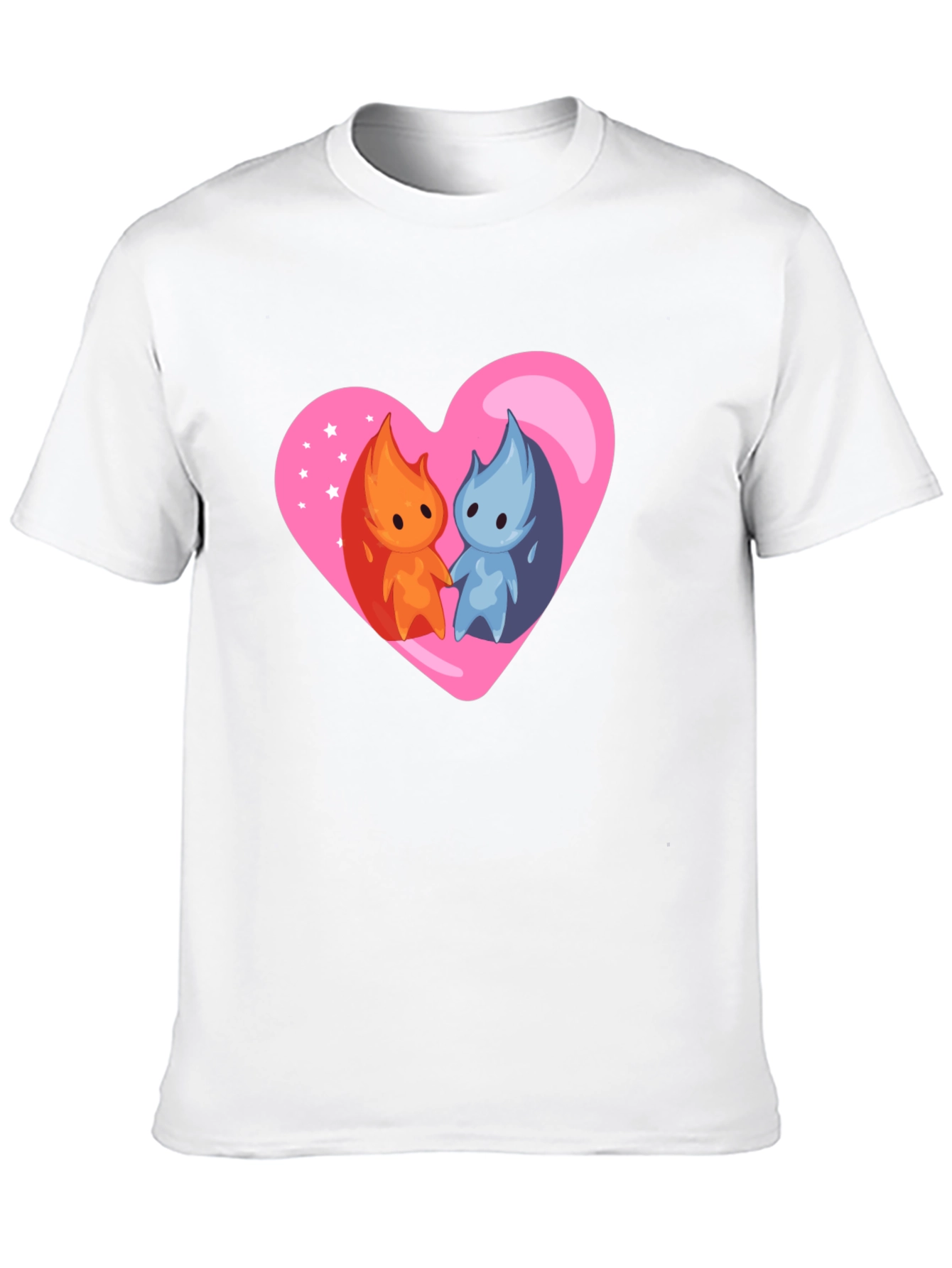 Fire and Water Heart T-Shirt - Elemental Love