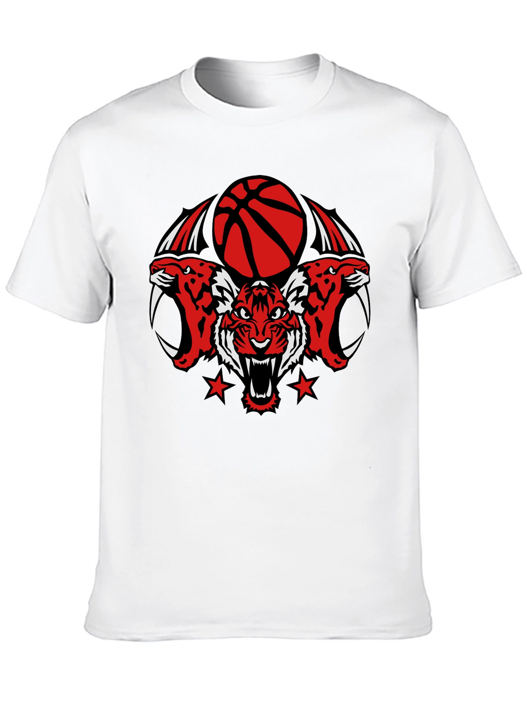 Tiger Basketball Graphic Tee - Black Cotton T-Shirt