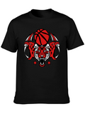 Tiger Basketball Graphic Tee - Black Cotton T-Shirt